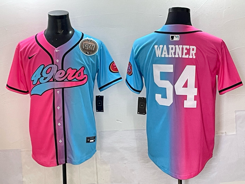 Men 2025 San Francisco 49ers #54 Warner Pink Blue pink Nike Limited NFL Jersey 006->san francisco 49ers->NFL Jersey